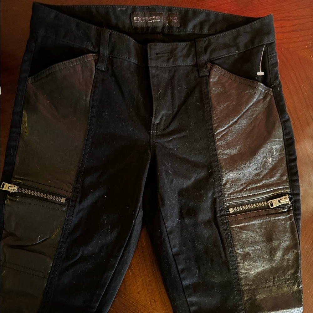 Express Black Faux Leather Panel Pants